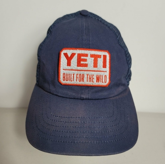 YETI Trucker Hat Navy Blue with Patch Snapback Cap - Picture 1 of 8
